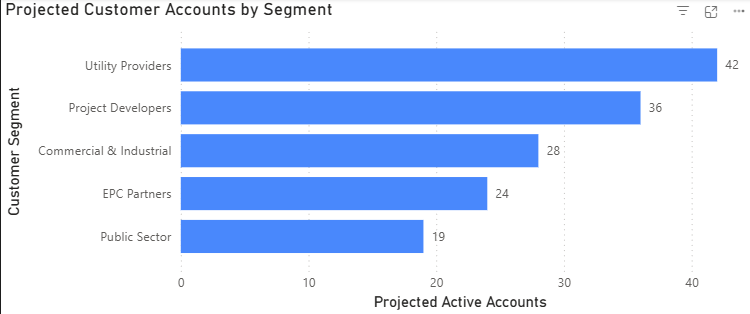 Projected customer accounts by segment chart